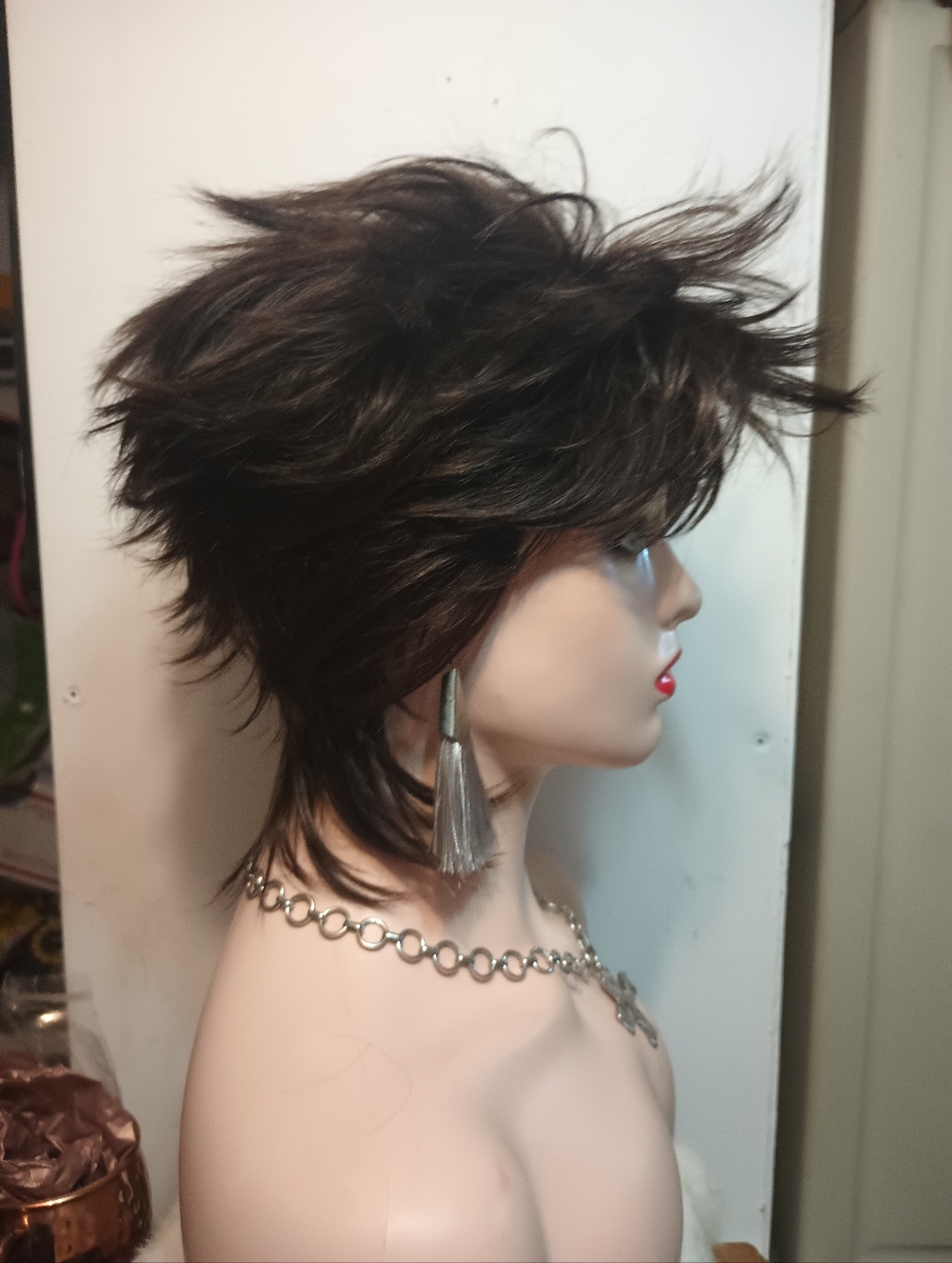 Short Textured Women's Wig in Dark Brown by